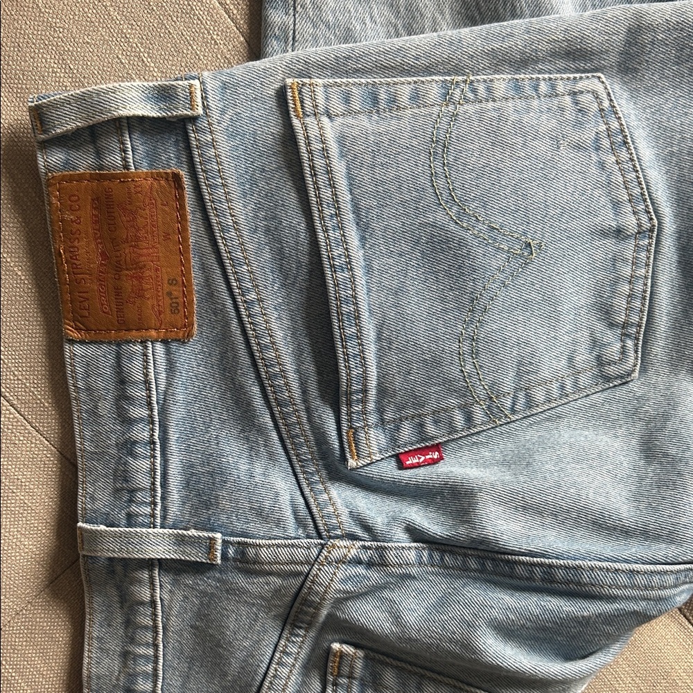 Levi’s 501 BIG E Light Washed Denim Straight Leg Jean Size 27 W 28 L